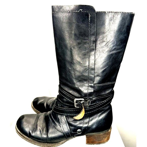 Naya Womens Leather Boots B3196L1001 Sabre Riding Tall Heels Zipper Black 8M - Picture 3 of 16